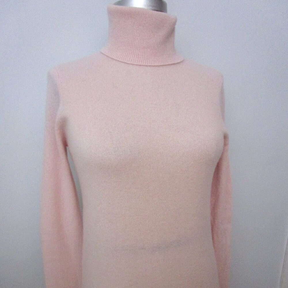 Turtleneck CASHMERE Pullover Sweater Pastel Pink Cuddly Warm